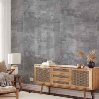 Industrial Grey Concrete Block Peel and Stick Wallpaper, Faux Stone Texture Wall Mural, Modern Brutalist Removable Wallpaper