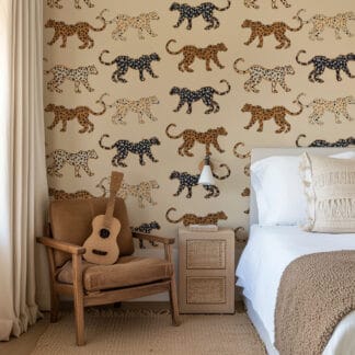 Modern Leopard Print Peel and Stick Wallpaper, Chic Animal Pattern Wall Mural, Neutral Hand-Drawn Wild Cat Removable Wallpaper