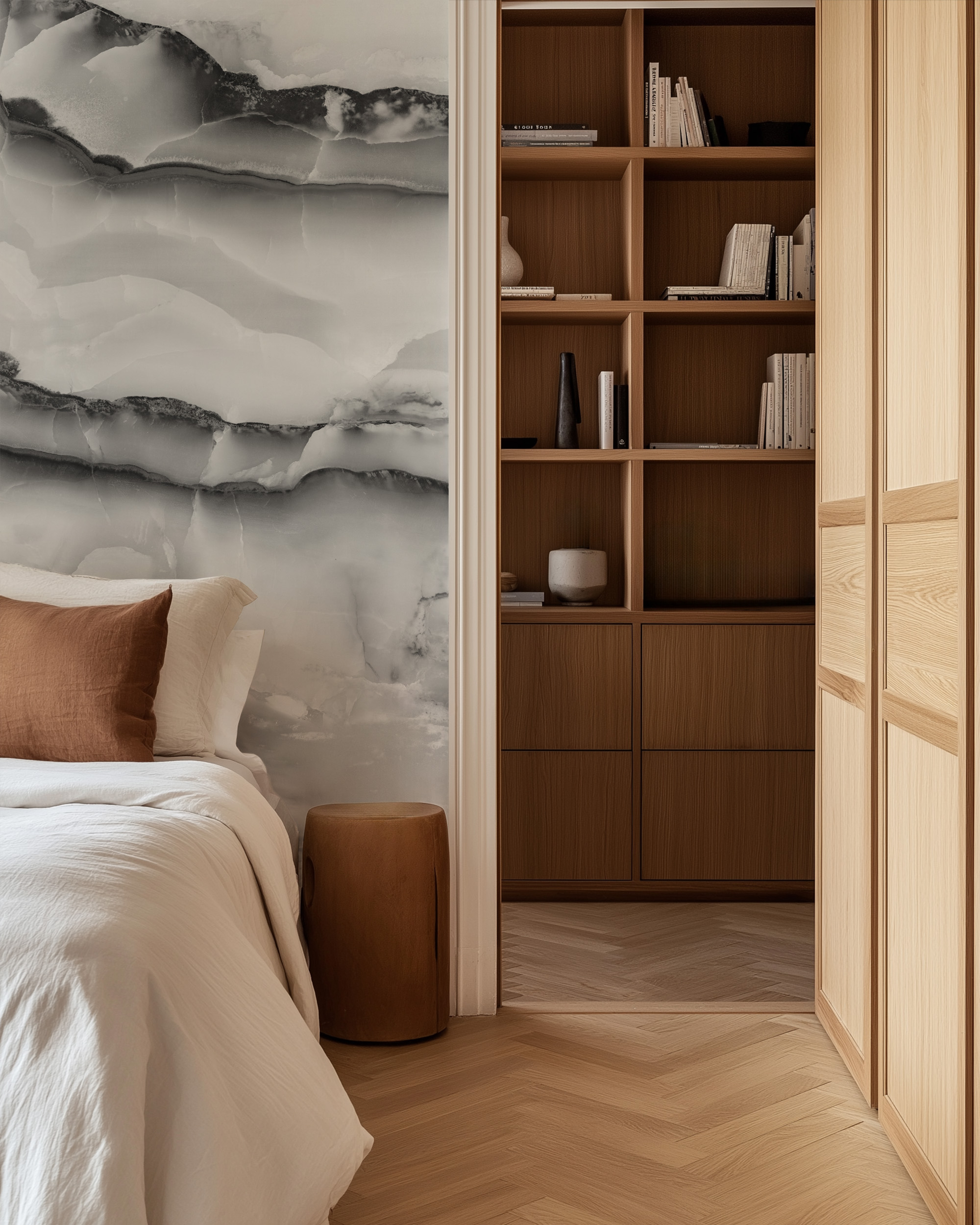 Dramatic Monochrome Onyx Marble Peel and Stick Wallpaper, Black and White Crystalline Wall Mural, Luxury Modern Interior Decor