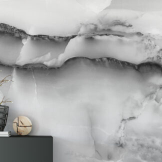 Dramatic Monochrome Onyx Marble Peel and Stick Wallpaper, Black and White Crystalline Wall Mural, Luxury Modern Interior Decor