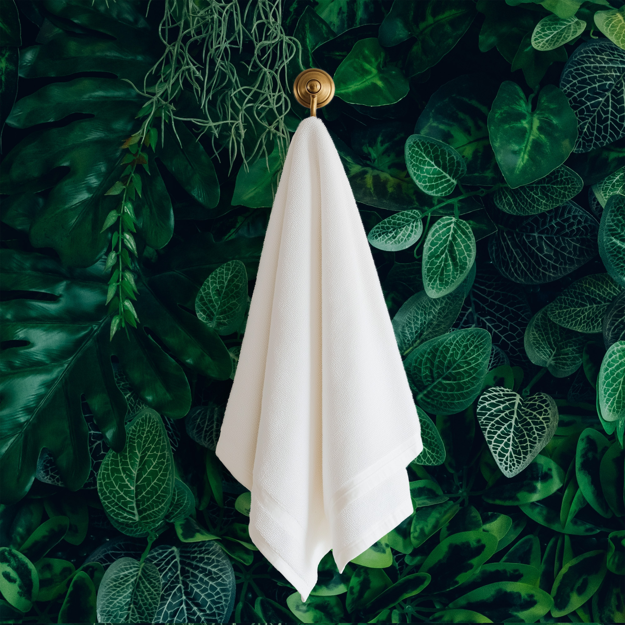 Moody Deep Green Vertical Garden Tropical Foliage Peel and Stick Wallpaper, Lush Forest Nature Wall Mural