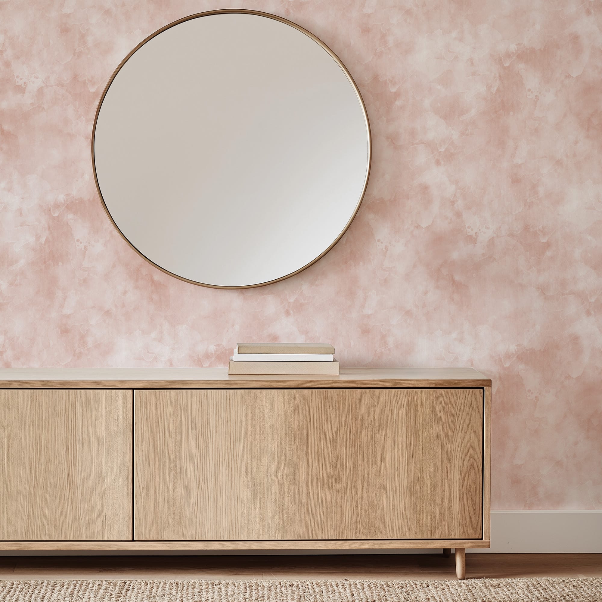 Blush Pink Watercolor Peel and Stick Wallpaper, Soft Abstract Rose Wall Mural, Romantic Minimalist Interior Decor