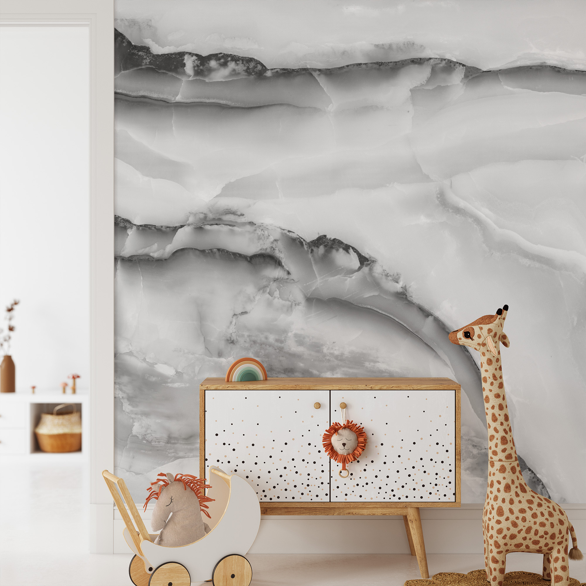 Dramatic Monochrome Onyx Marble Peel and Stick Wallpaper, Black and White Crystalline Wall Mural, Luxury Modern Interior Decor