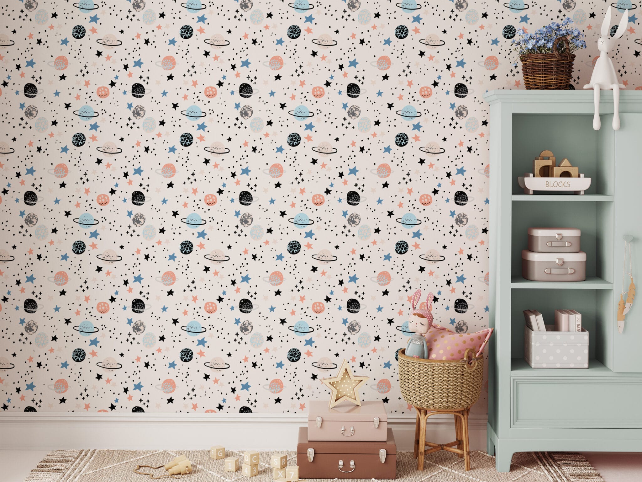 Modern Galaxy and Space Planets Kids Peel and Stick Wallpaper ...