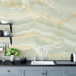 Mint Green Onyx Marble Peel and Stick Wallpaper, Soft Seafoam Faux Stone Wall Mural, Modern Zen and Office Decor