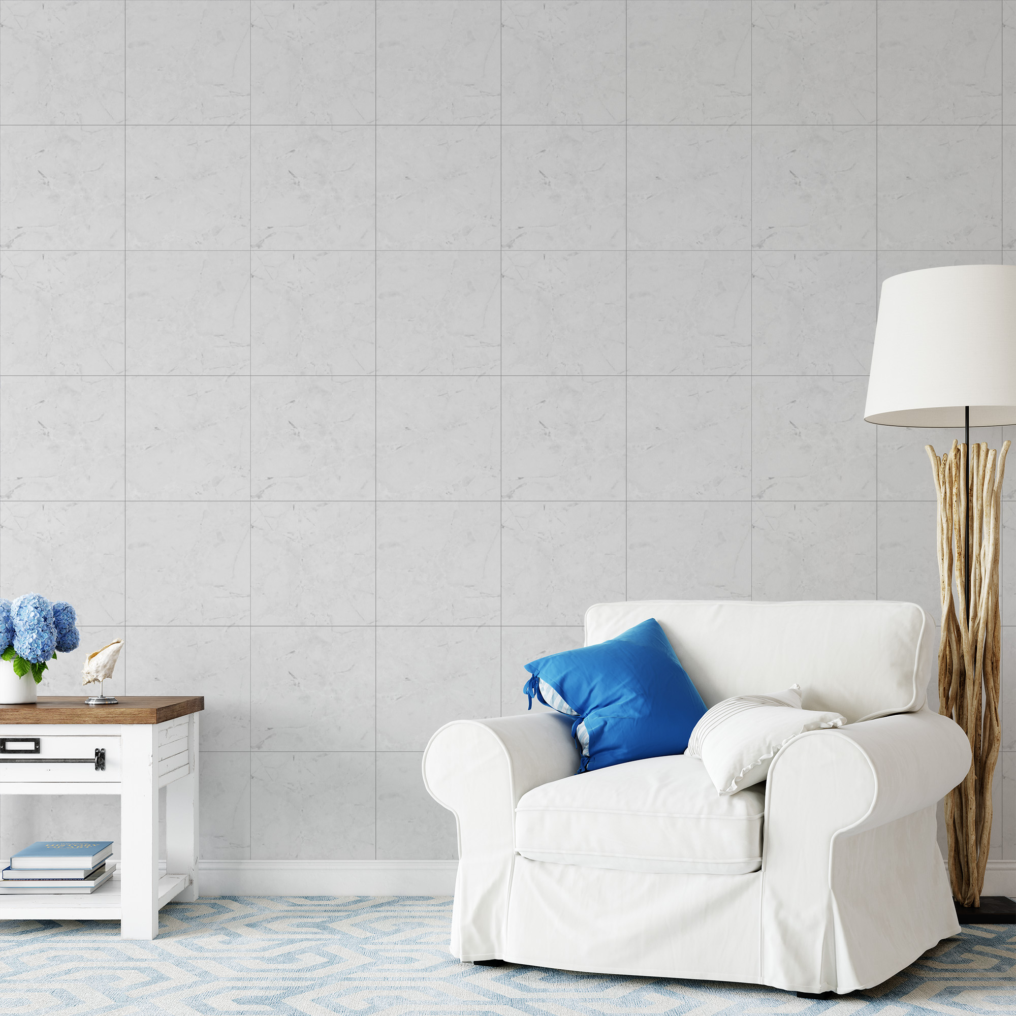 Light Grey Large Marble Slab Peel and Stick Wallpaper, Modern Faux Stone Wall Mural, Minimalist Clean Laundry Room Decor