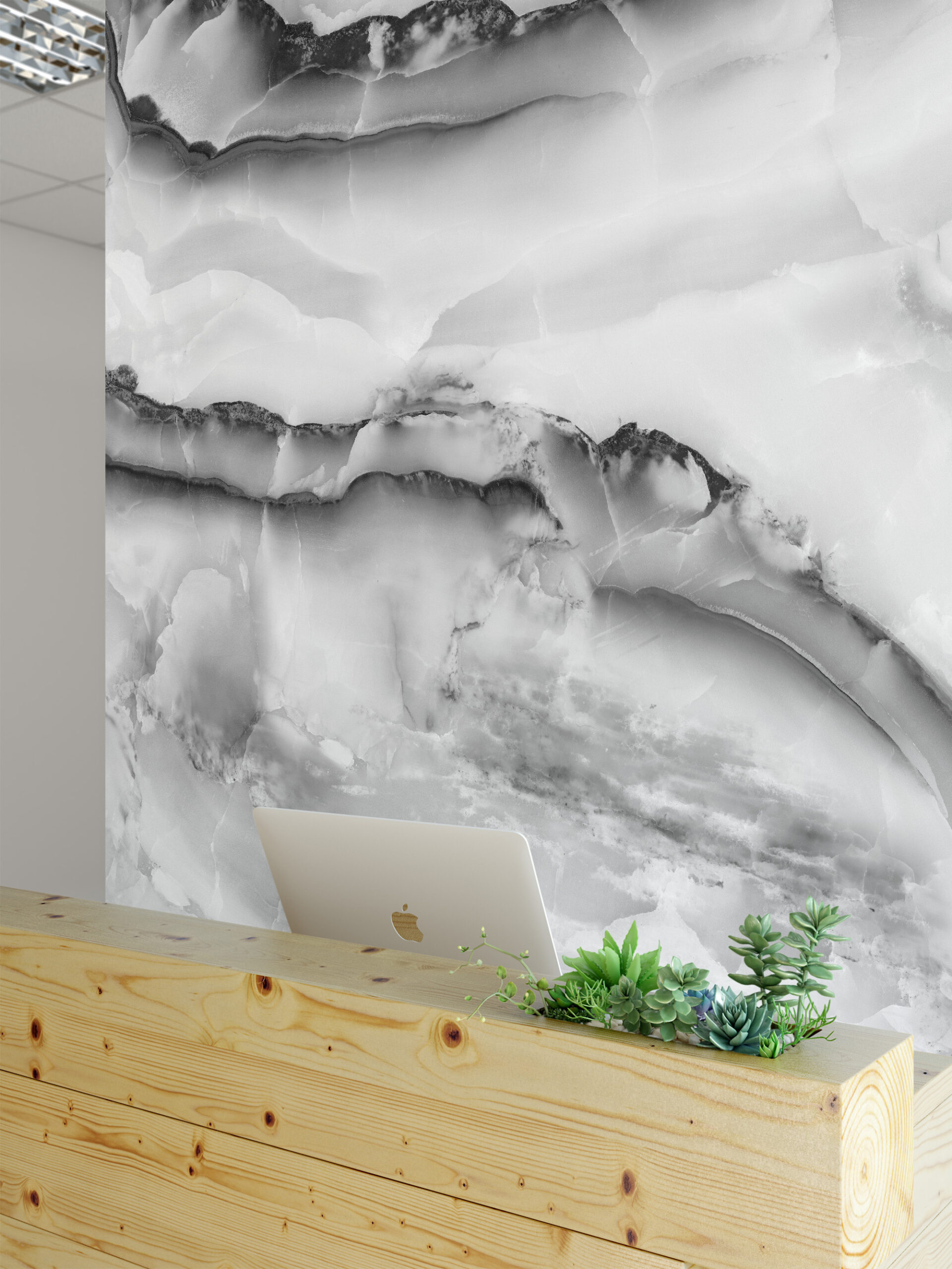 Dramatic Monochrome Onyx Marble Peel and Stick Wallpaper, Black and White Crystalline Wall Mural, Luxury Modern Interior Decor