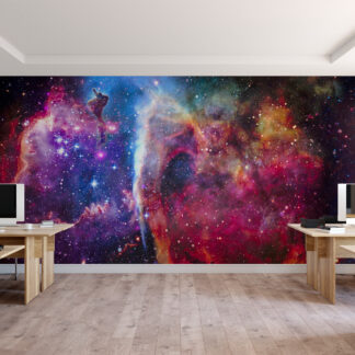 Modern Vibrant Galaxy Nebula Peel and Stick Wallpaper, Colorful Space Cosmic Bathroom Wall Mural
