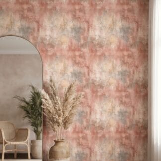 Distressed Terracotta Plaster Wallpaper, Faux Cracked Stucco Wall Mural, Peel and Stick Wallpaper for a Rustic Accent Wall in Bedroom