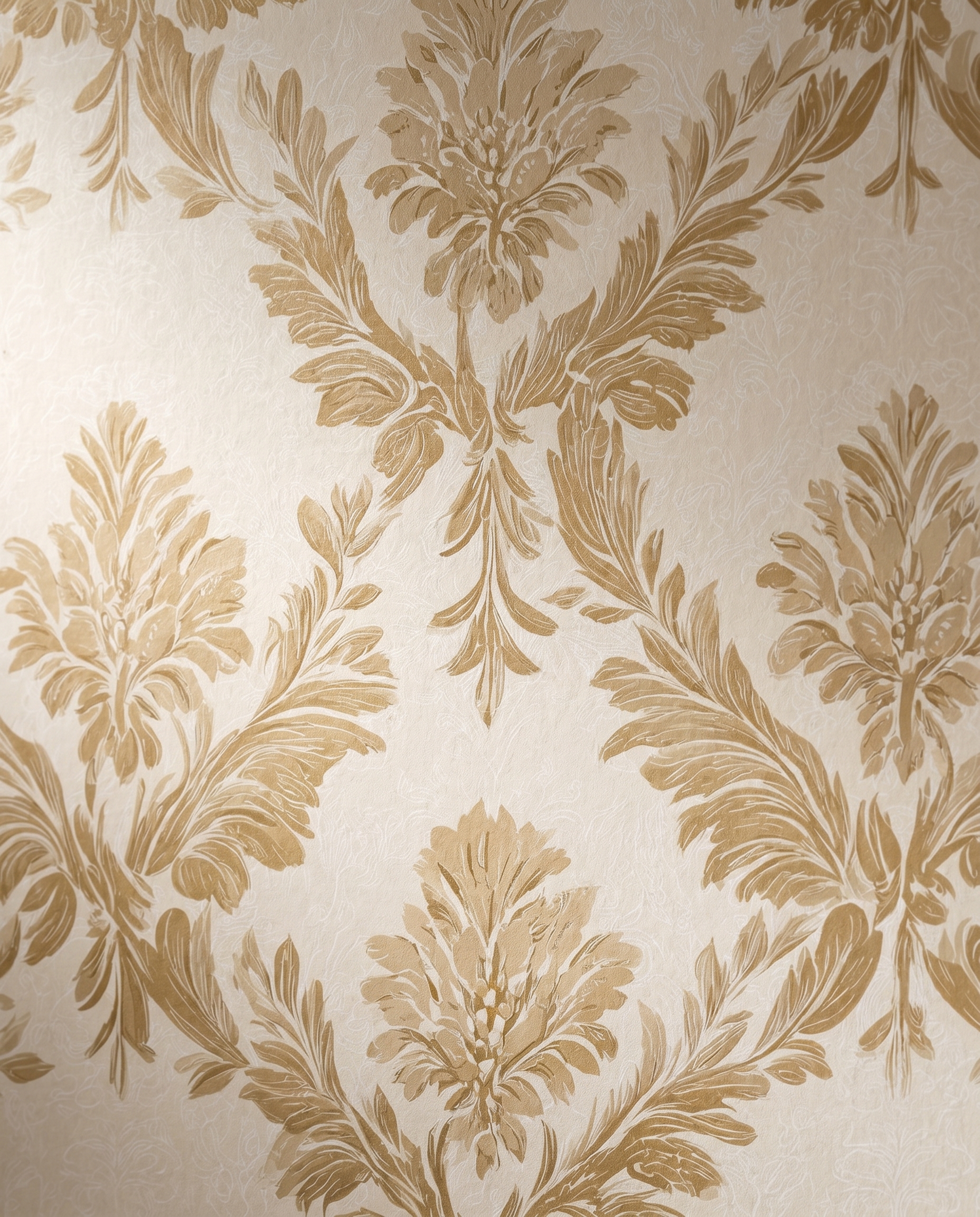 Elegant Gold Damask Wallpaper, Vintage Floral Peel and Stick Wallpaper, Removable Wall Mural for Living Room Accent Wall
