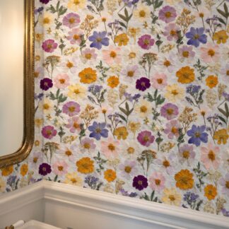 Pressed Wildflowers Vintage Botanical Multicolor Wallpaper, Removable Peel and Stick Wallpaper, Cottagecore Bedroom Accent Wall