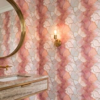 Pink and Gold Kintsugi Marble Wallpaper, Abstract Geode Self Adhesive Wall Mural, Removable Peel and Stick for Bedroom Accent Wall