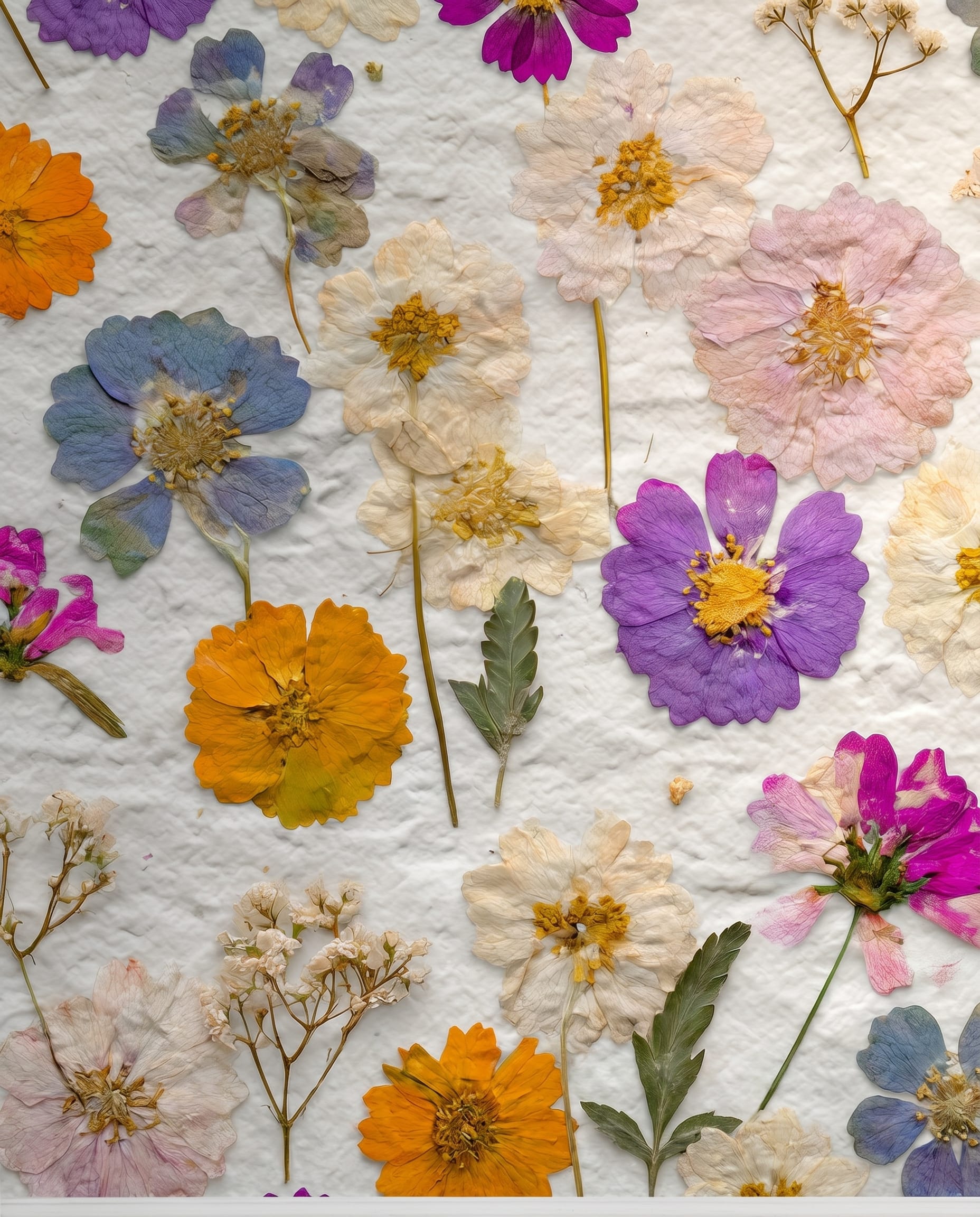 Pressed Flowers Botanical Wallpaper, Colorful Wildflower Design, Removable Peel and Stick Wallpaper for a Vintage Bedroom Accent Wall