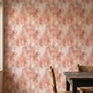 Distressed Plaster Wall Mural in Terracotta Pink, Industrial Style Peel and Stick Wallpaper, Removable Self Adhesive for Accent Wall