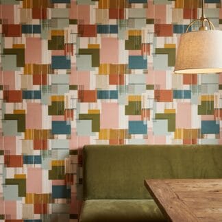 Mid-Century Geometric Patchwork Wallpaper in Earthy Tones, Abstract Color Block Wall Mural, Peel and Stick Wallpaper for a Modern Accent Wall