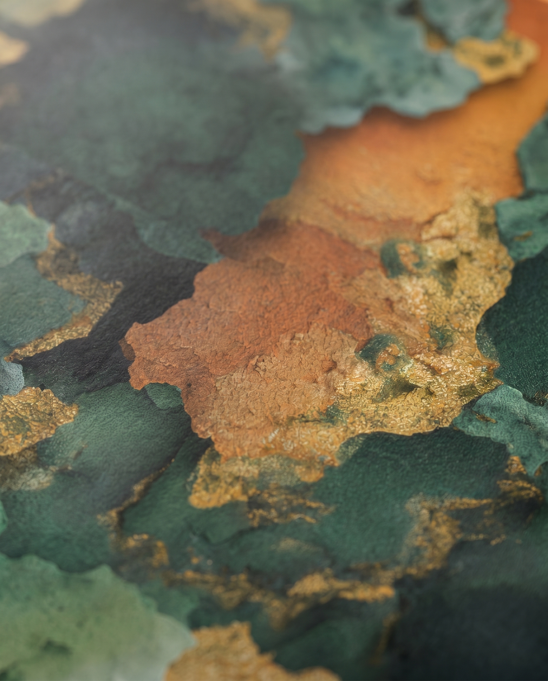 Abstract Textured Strata Wallpaper in Green and Gold, Contemporary Orange Wall Mural, Peel and Stick Wallpaper for a Dramatic Accent Wall