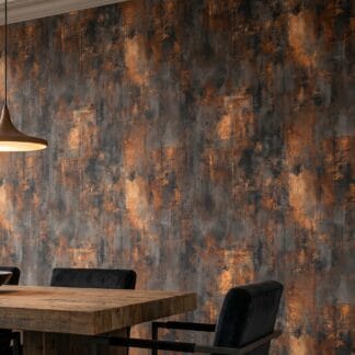 Rusted Metal Industrial Texture Wallpaper in Orange and Black, Peel and Stick Wallpaper, Removable Wall Mural for an Accent Wall