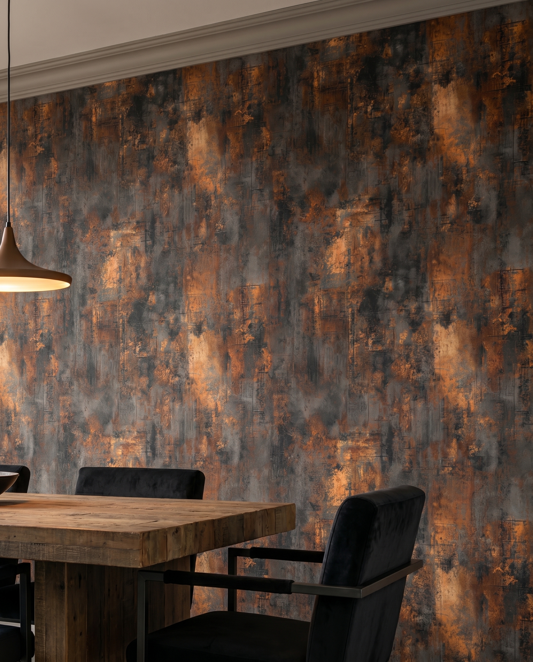 Rusted Metal Industrial Texture Wallpaper in Orange and Black, Peel and Stick Wallpaper, Removable Wall Mural for an Accent Wall