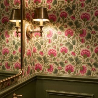 Vintage Embroidered Floral Wallpaper in Pink and Green, Removable Peel and Stick Wallpaper for a Classic Bedroom Accent Wall