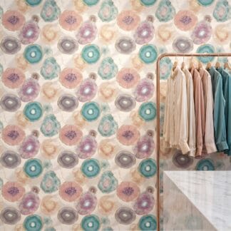 Watercolor Geode Wallpaper in Pastel & Gold, Abstract Agate Wall Mural, Removable Self Adhesive Wallpaper for Bedroom Accent Wall