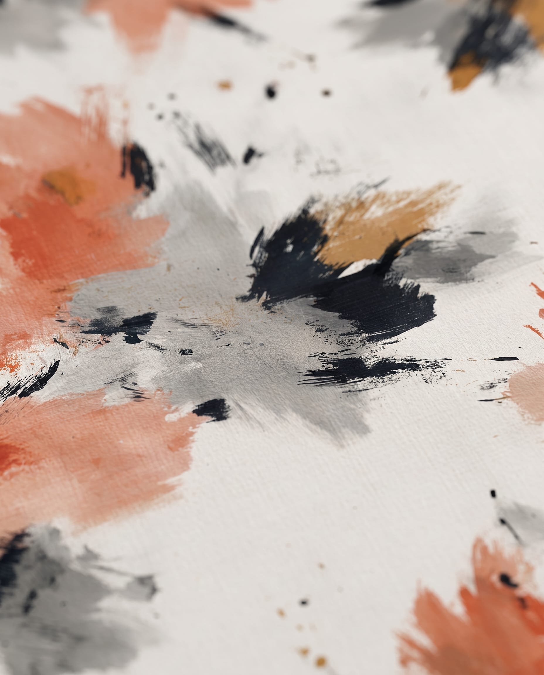 Abstract Brushstroke Wallpaper in Terracotta, Black and Grey, Contemporary Painterly Peel and Stick Wallpaper for a Modern Bedroom Accent Wall