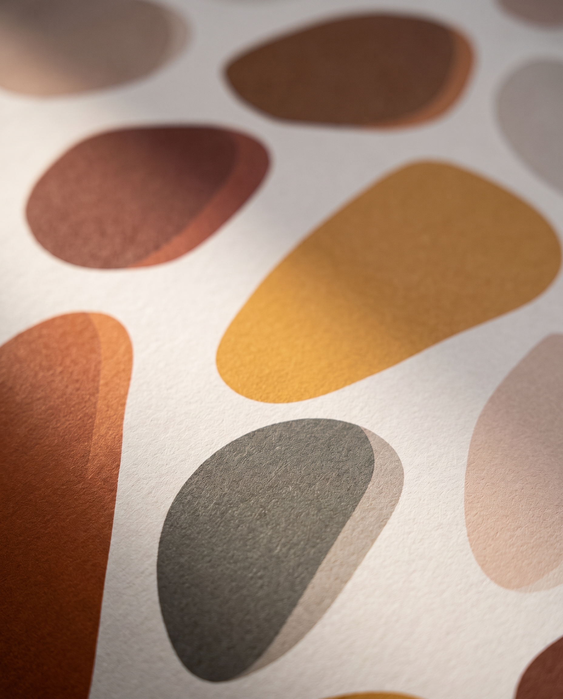 Abstract Pebbles Wallpaper in Earthy Terracotta Tones, Contemporary Peel and Stick Wallpaper for a Mid-Century Modern Accent Wall