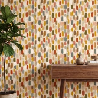 Abstract Brush Strokes Wallpaper in Earthy Tones, Mid-Century Modern Peel and Stick Wallpaper, Removable Mural for Nursery Accent Wall