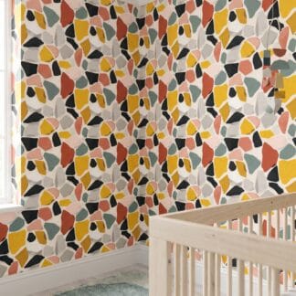 Terrazzo Wallpaper with Multicolor Chips, Contemporary Geometric Peel and Stick Wallpaper for a Modern Kitchen or Playroom Accent Wall