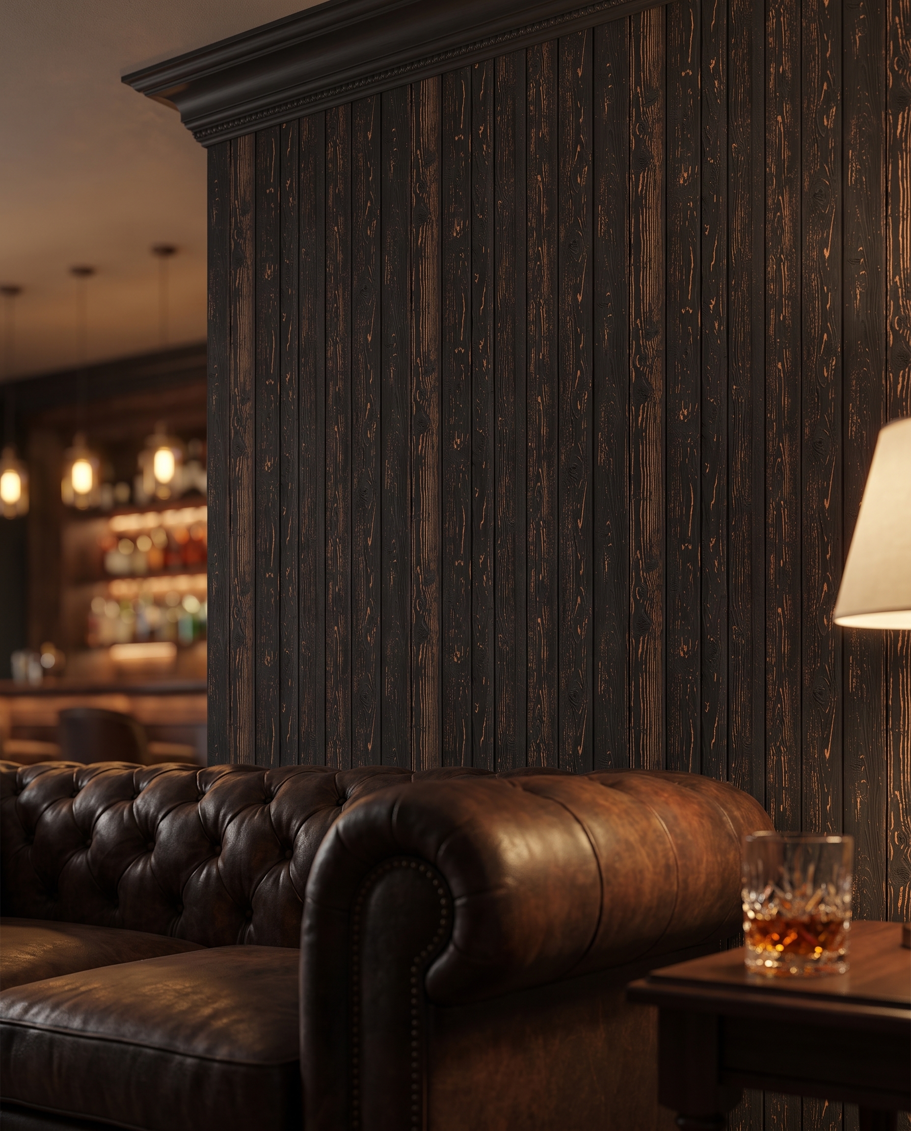 Distressed Black Wood Panels Wallpaper, Rustic Textured Planks, Removable Peel and Stick Wall Mural for a Modern Accent Wall