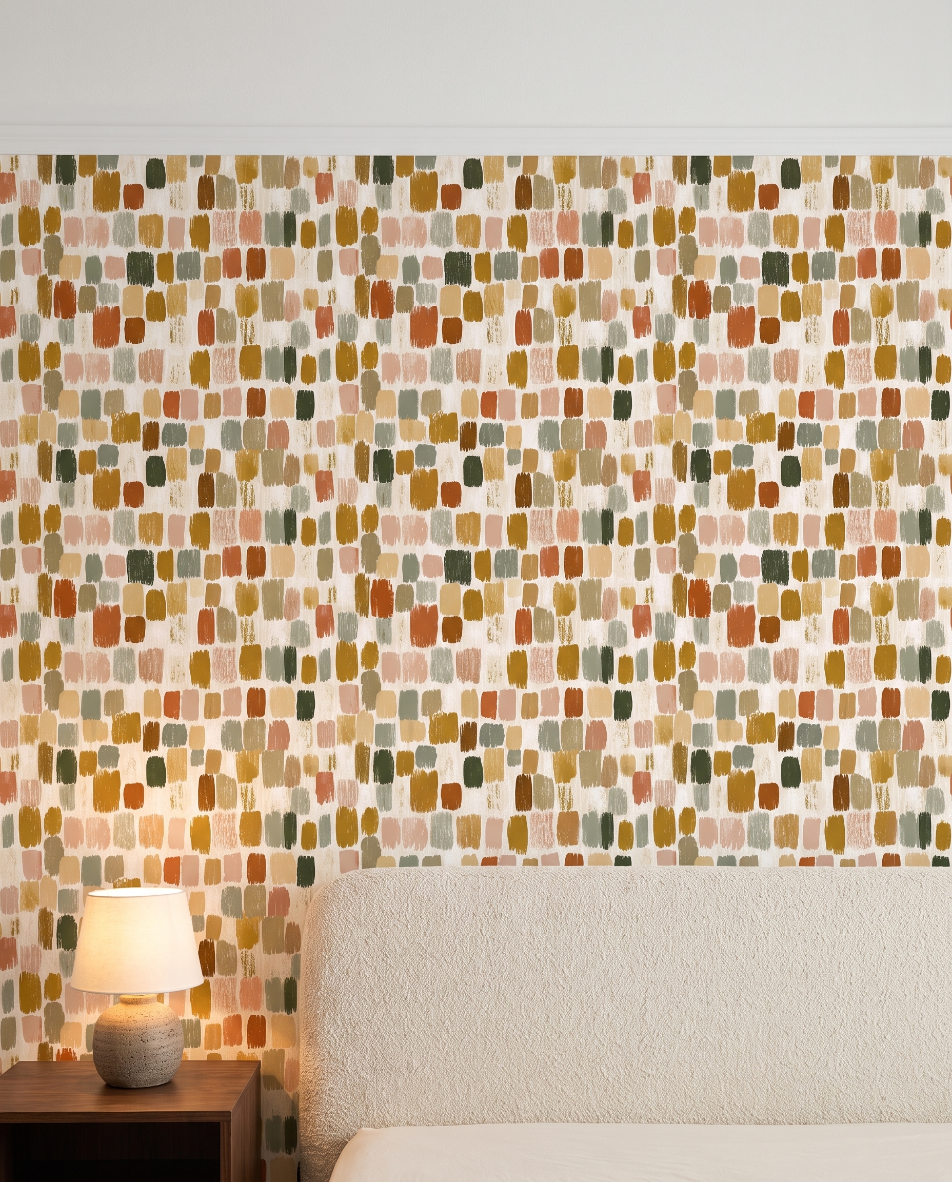 Abstract Brushstroke Wallpaper in Earthy Tones, Terracotta and Sage Peel and Stick Wallpaper, Removable Self Adhesive for Bedroom Accent Wall