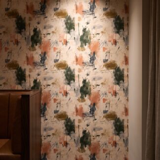 Abstract Brushstroke Wallpaper in Earthy Terracotta and Olive, Contemporary Peel and Stick Wallpaper for a Modern Living Room Accent Wall
