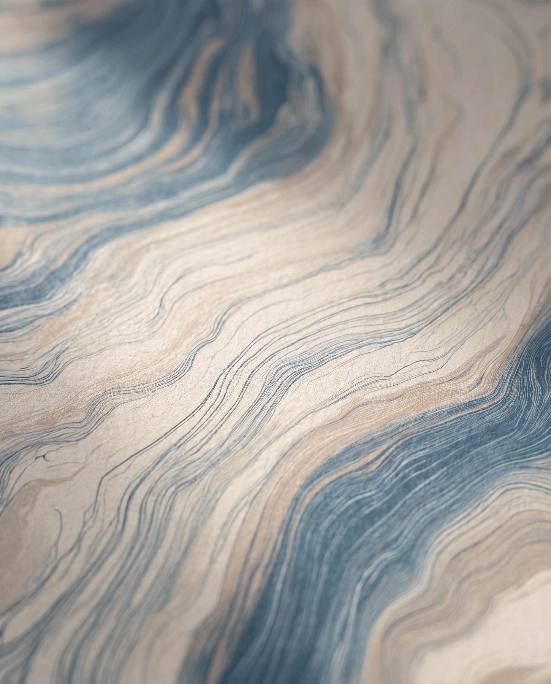 Blue and Beige Marble Wallpaper, Abstract Fluid Lines, Peel and Stick Wallpaper, Removable Wall Mural for Modern Bedroom Accent Wall