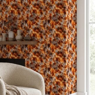 Abstract Onyx Stone in Burnt Orange and Gold, Peel and Stick Wallpaper, Removable Wall Mural for a Dramatic Living Room Accent Wall