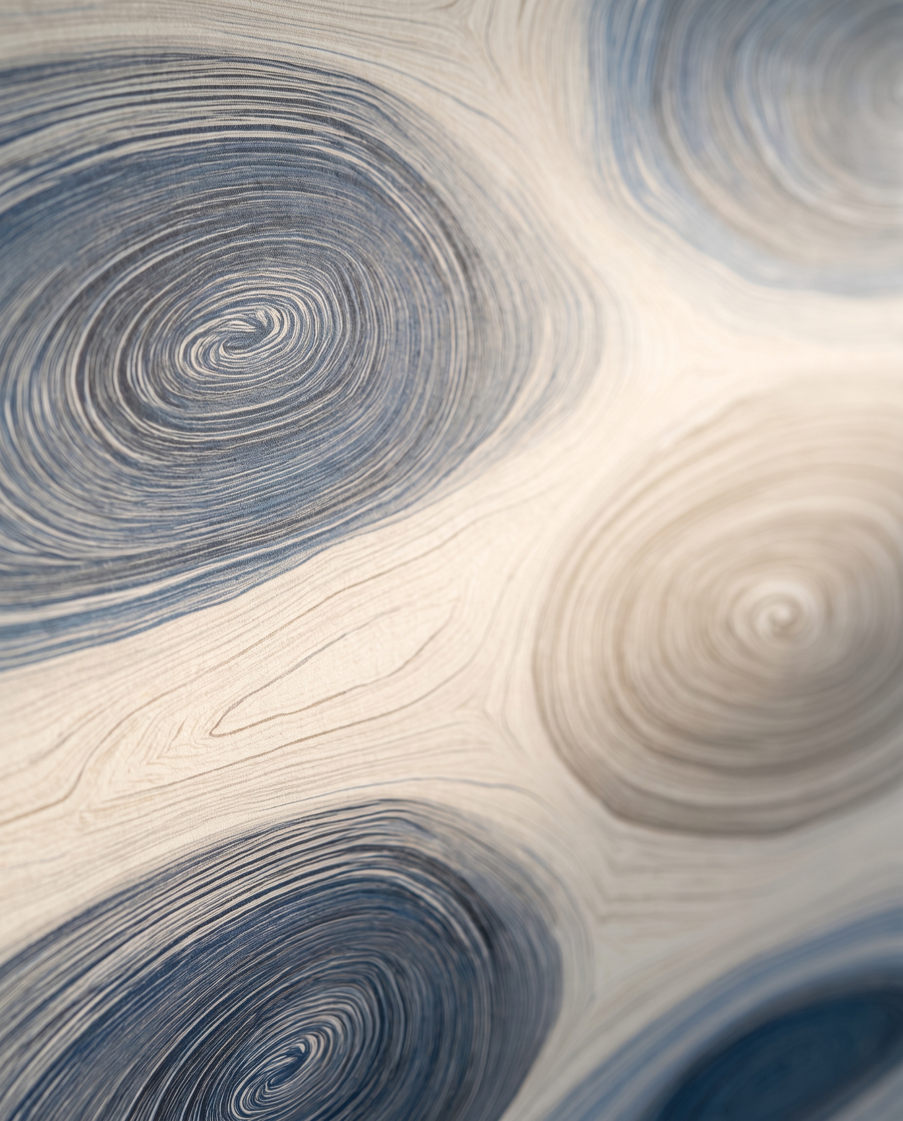 Organic Rings Abstract Wallpaper in Blue and Beige, Contemporary Swirl Pattern, Removable Peel and Stick Wallpaper for Living Room Accent Wall