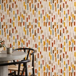 Abstract Brushstrokes Wallpaper in Terracotta, Mustard and Sage, Contemporary Peel and Stick Wallpaper for a Modern Living Room Accent Wall