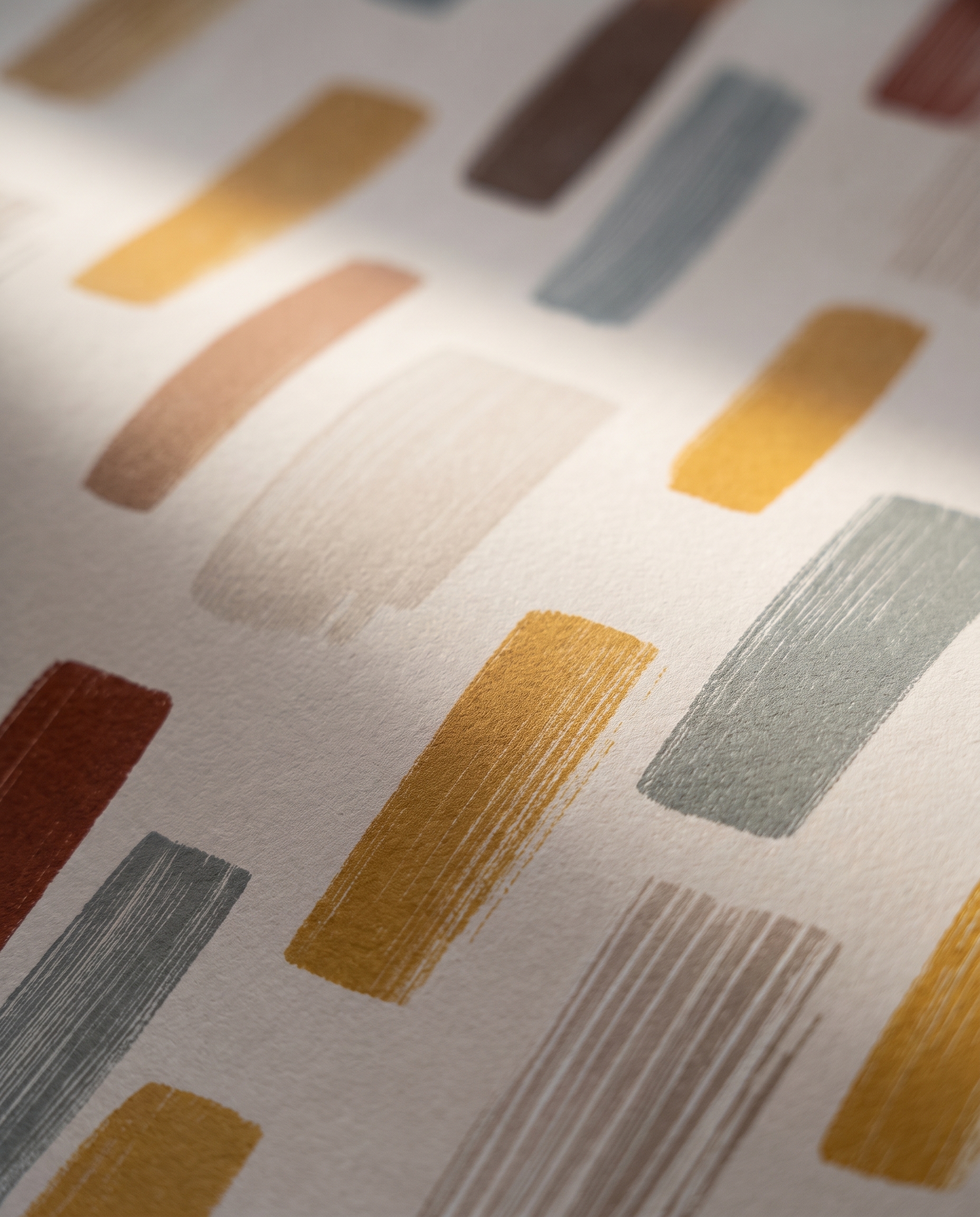 Abstract Brushstrokes Wallpaper in Terracotta, Mustard and Sage, Contemporary Peel and Stick Wallpaper for a Modern Living Room Accent Wall