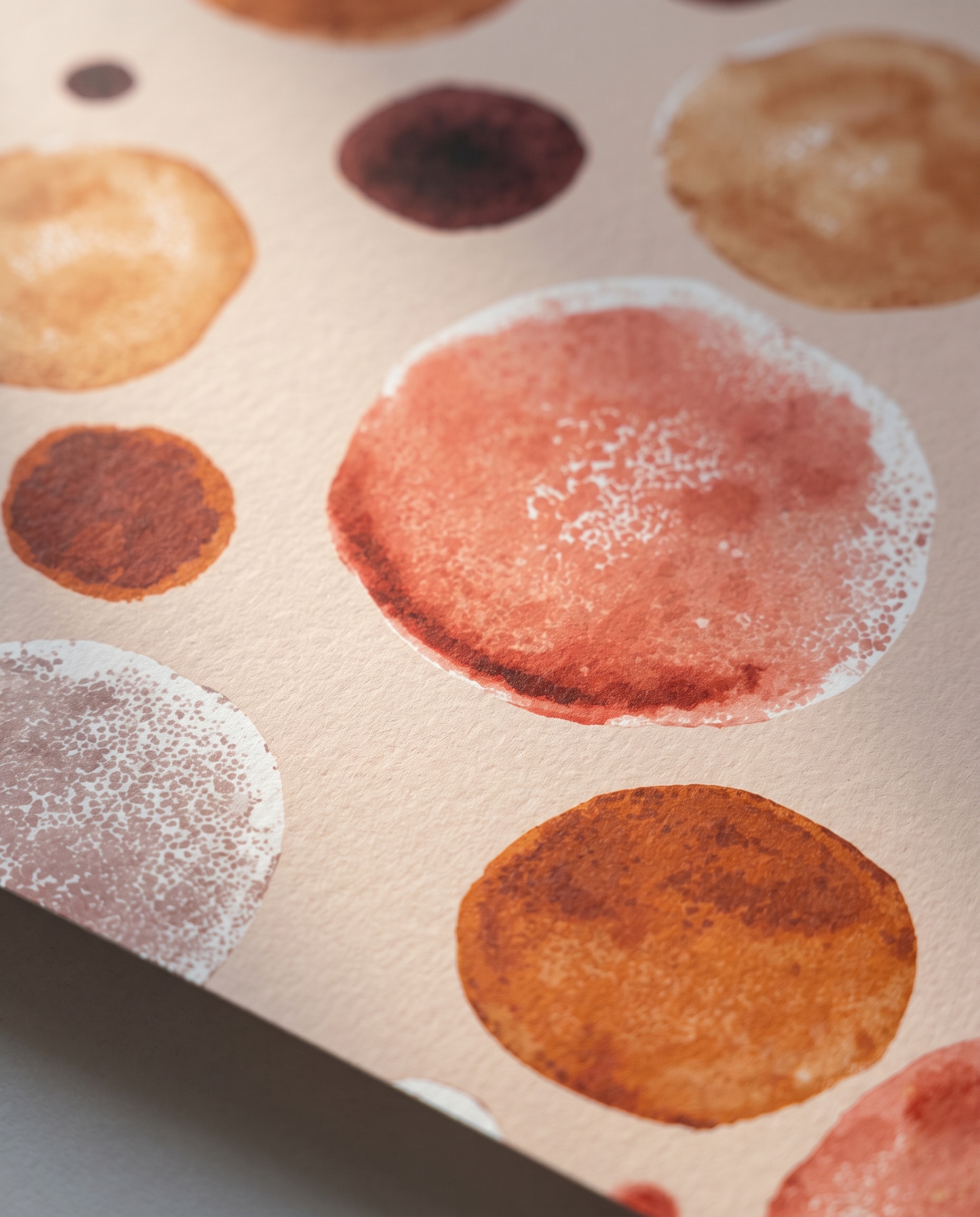 Watercolor Polka Dot Wallpaper in Terracotta and Orange, Abstract Circles Peel and Stick Wallpaper for a Playful Nursery Accent Wall