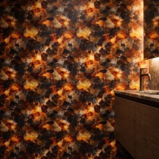 Backlit Amber Agate Mosaic, Abstract Tortoiseshell Texture, Peel and Stick Wallpaper, Warm Orange and Brown Wall Mural for a Living Room Accent Wall
