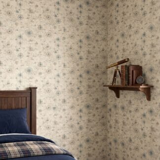 Vintage Nautical Map Wallpaper with Compass Rose in Beige and Blue, Removable Wall Mural, Self Adhesive for Office Accent Wall