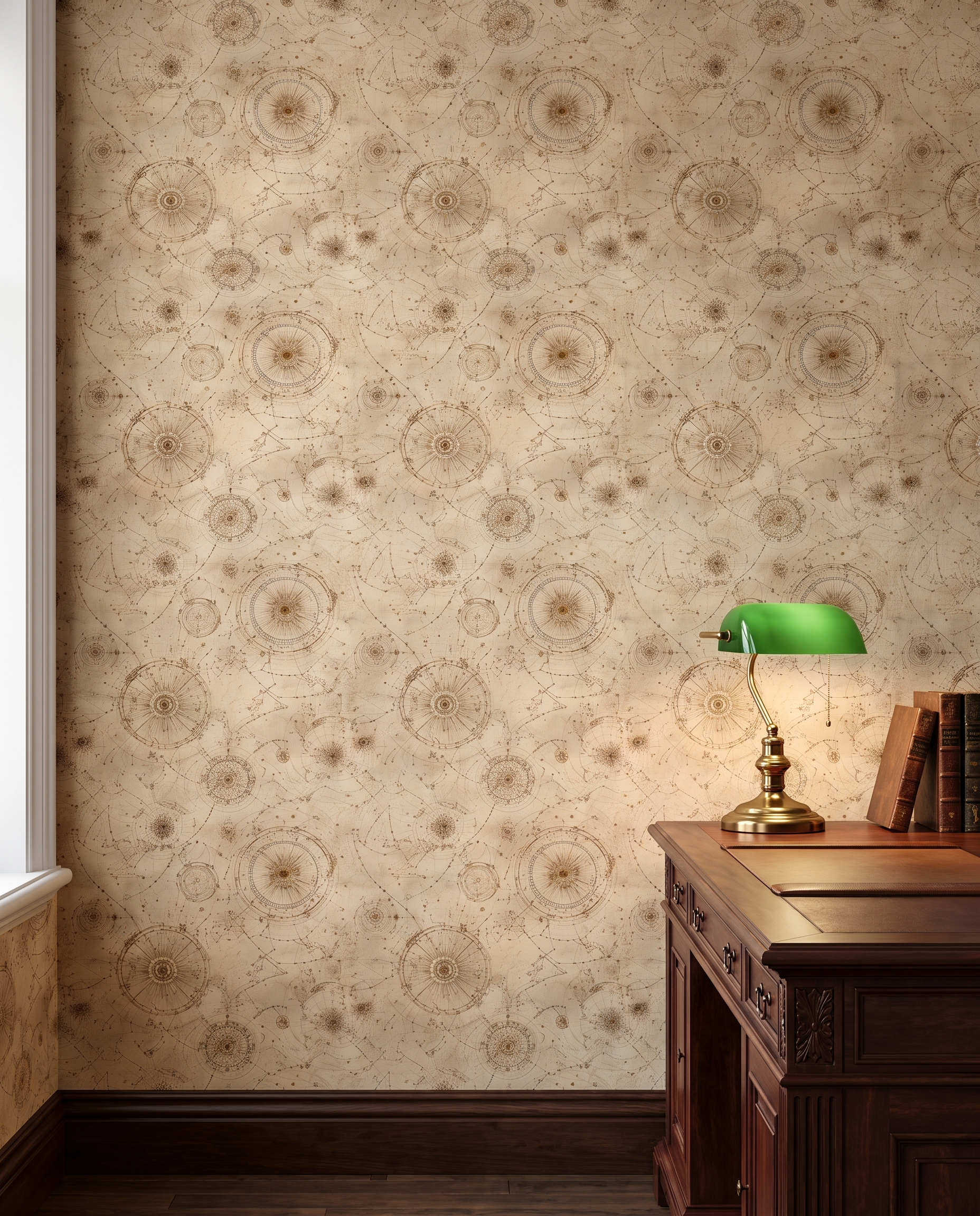 Vintage Celestial Map Wallpaper, Antique Star Chart in Sepia, Peel and Stick Wallpaper, Removable Wall Mural for Study or Office Accent Wall