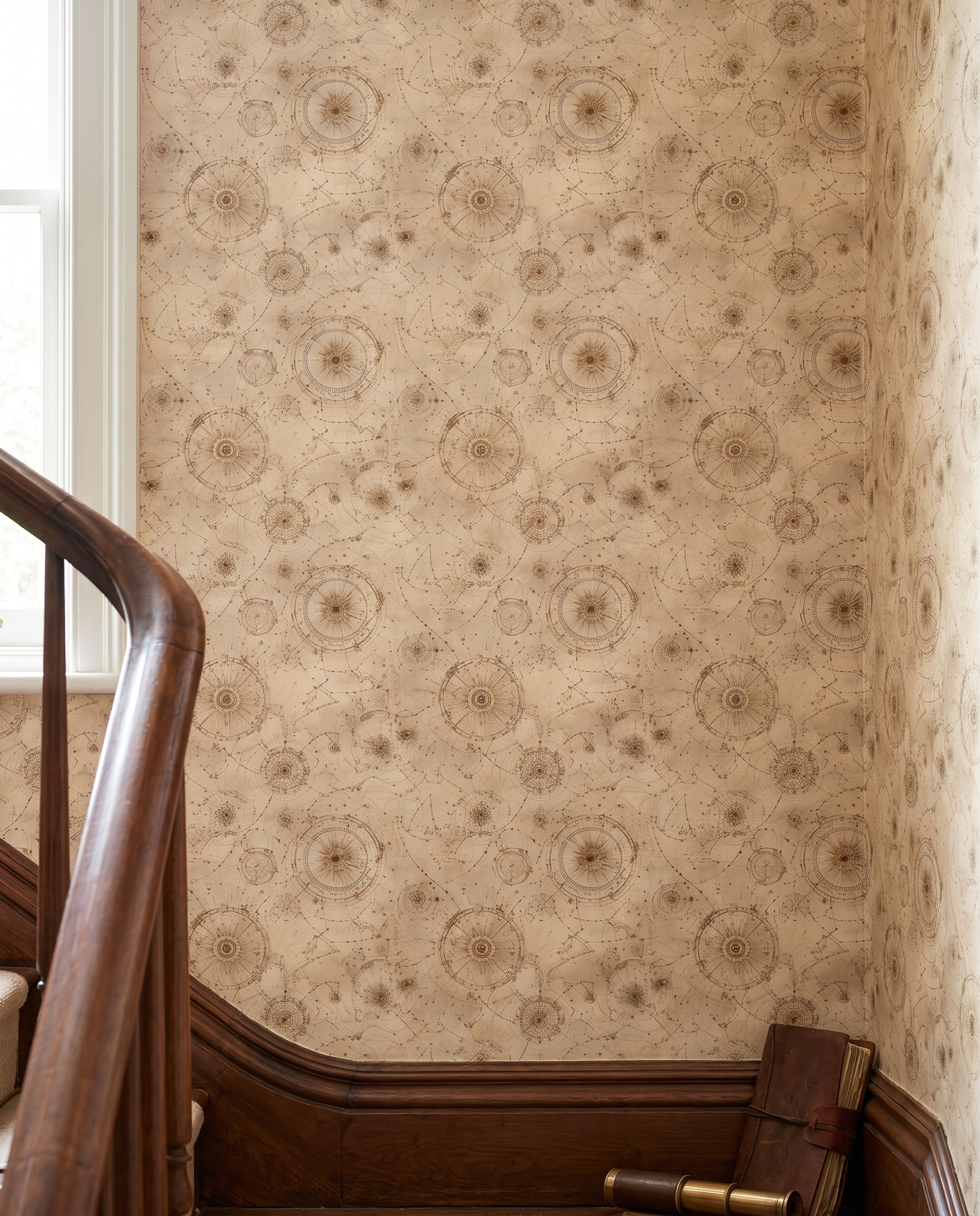 Vintage Celestial Map Wallpaper, Antique Star Chart in Sepia, Peel and Stick Wallpaper, Removable Wall Mural for Study or Office Accent Wall