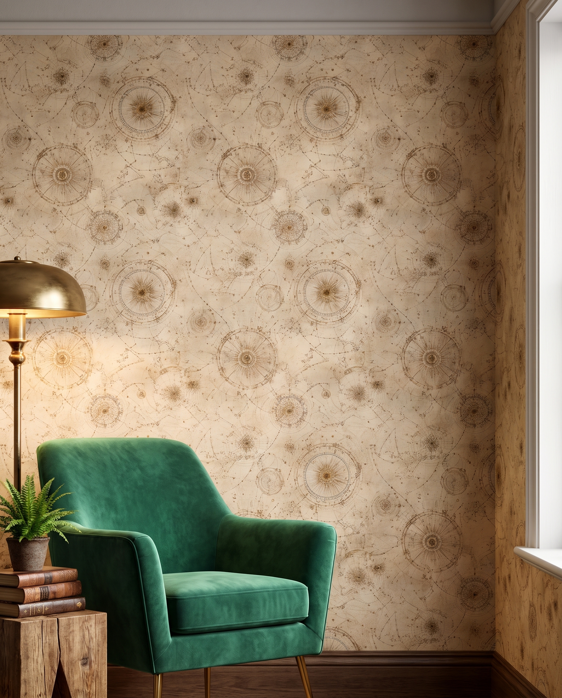 Vintage Celestial Map Wallpaper, Antique Star Chart in Sepia, Peel and Stick Wallpaper, Removable Wall Mural for Study or Office Accent Wall