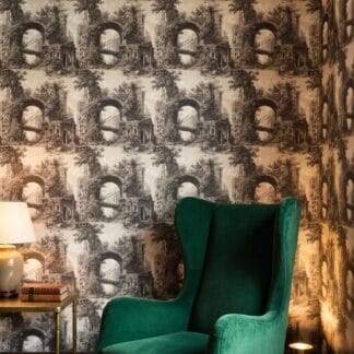 Post-Apocalyptic Cityscape Engraving, Vintage Dystopian Wall Mural, Removable Peel and Stick Wallpaper for a Dramatic Accent Wall