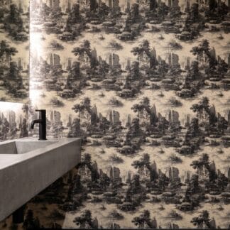 Post-Apocalyptic Toile Wallpaper, Vintage Engraving Cityscape in Sepia, Removable Peel and Stick Wallpaper for a Statement Accent Wall