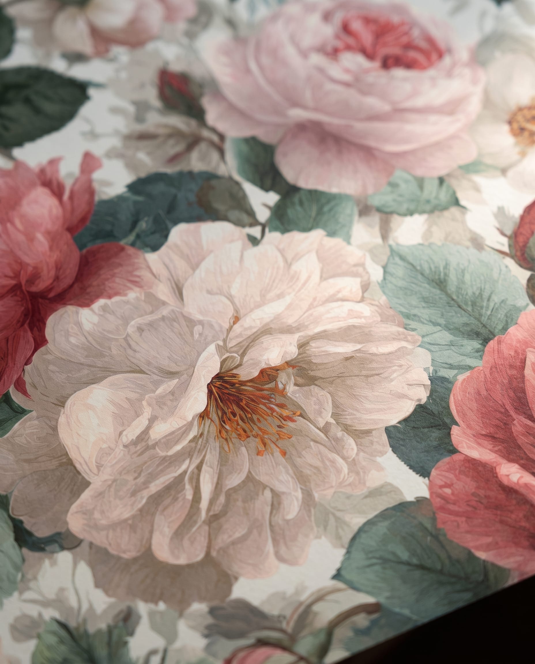 Vintage Peony & Rose Wallpaper in Dusty Pink, Romantic Floral Peel and Stick Wallpaper for a Bedroom Accent Wall, Removable