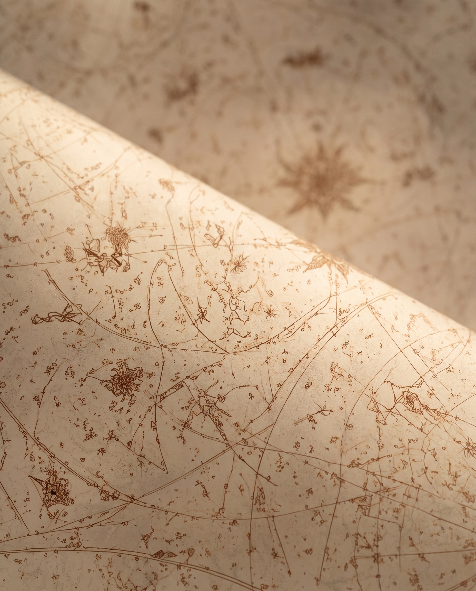 Vintage Celestial Map Wallpaper, Antique Star Chart in Sepia, Removable Peel and Stick Wallpaper for Office or Library Accent Wall