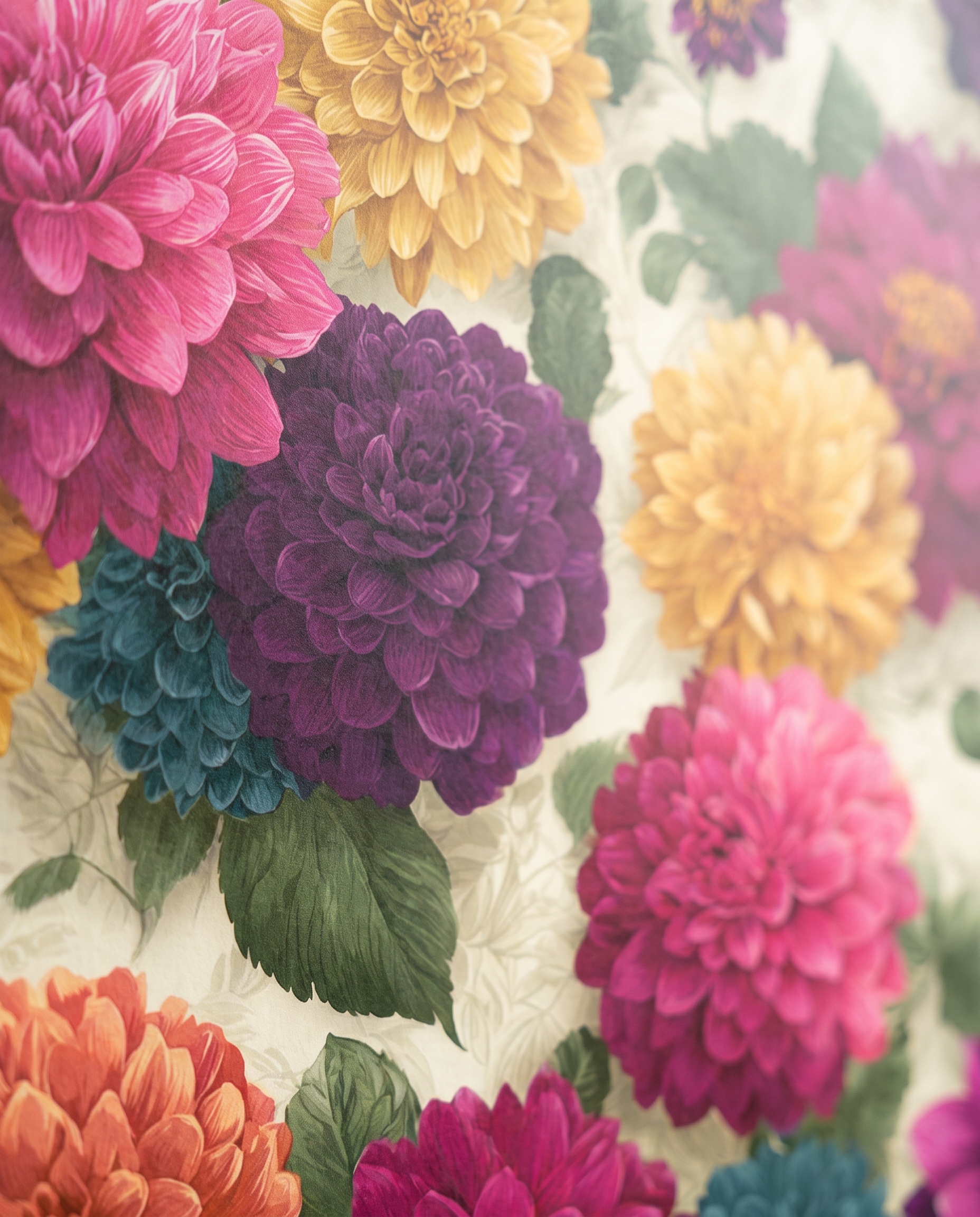 Bold Dahlia Floral Wallpaper in Jewel Tones, Vintage Botanical Peel and Stick Wallpaper, Removable Self Adhesive for Bedroom Accent Wall
