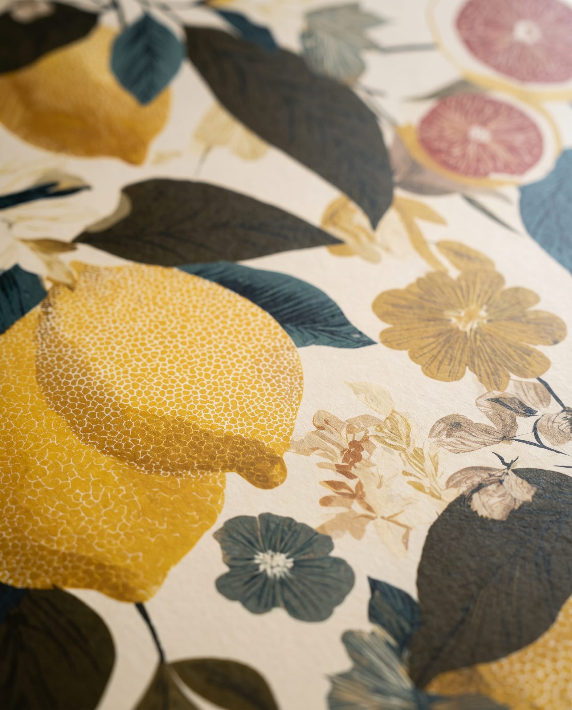Vintage Lemon Grove Wallpaper, Yellow and Green Botanical Peel and Stick Wallpaper for a Cheerful Kitchen Accent Wall