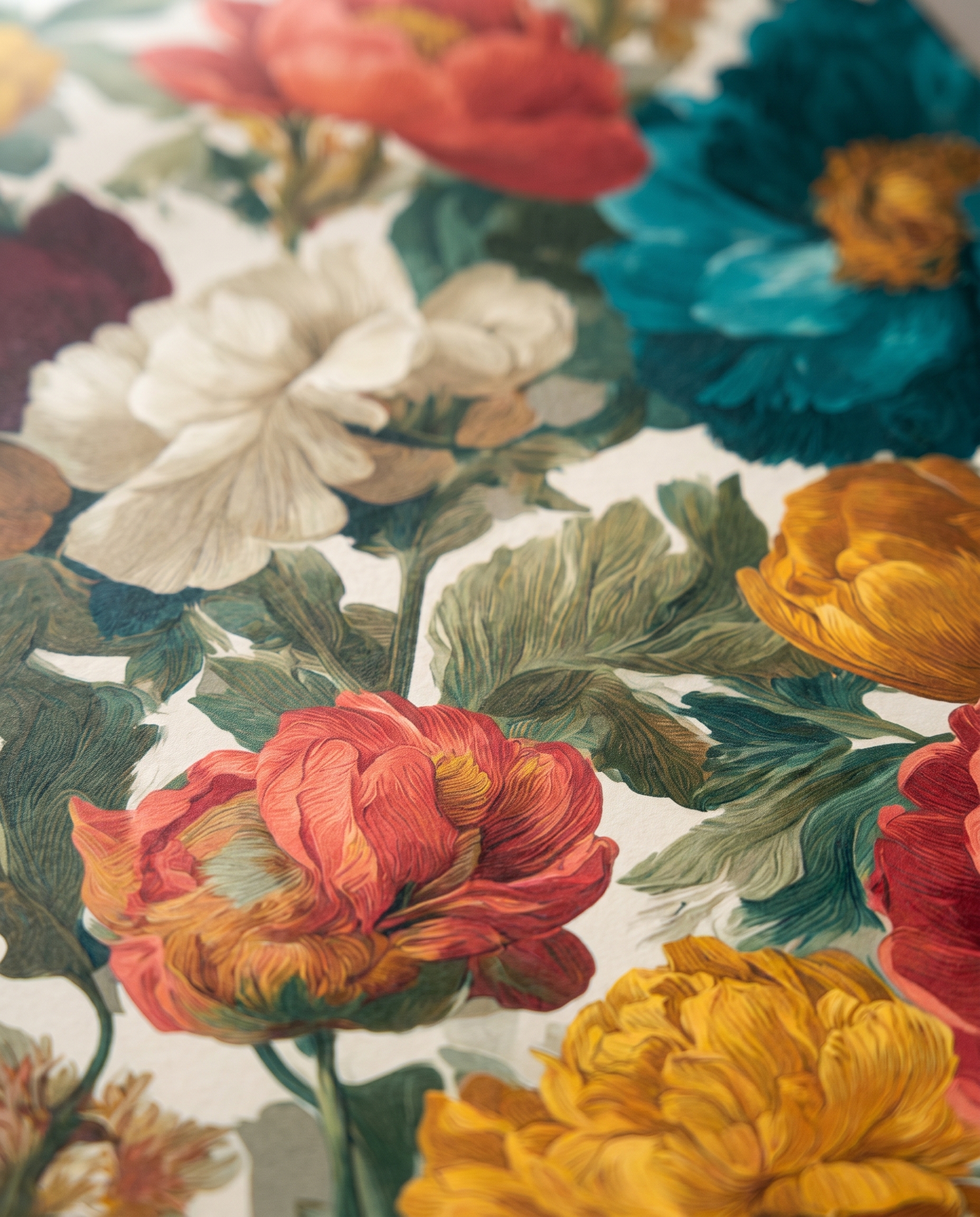 Vintage Peony & Anemone Wallpaper in Teal and Coral, Removable Peel and Stick Wallpaper for a Dramatic Bedroom Accent Wall